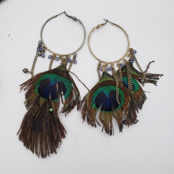 Lot of Funky Real Feather Jewelry - Pierced Earrings and Necklace - Picture 2 of 11